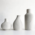Wavy Swirl 3-Piece Vase Set — Matte Beige