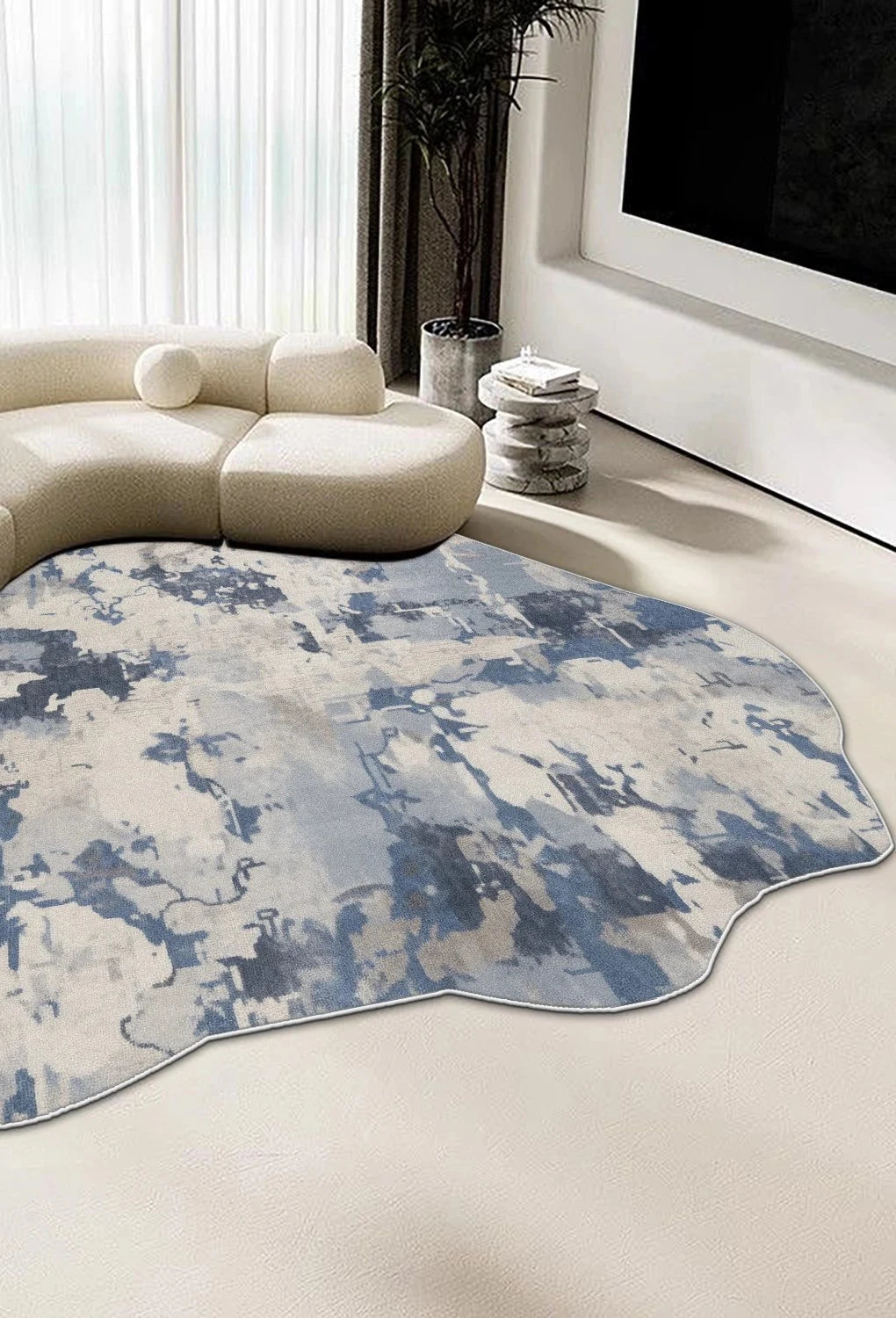 Modern Abstract Irregular Carpet for Living Room Decoration Home Machine Washable Fluffy Rugs Thickened Bedroom Soft Floor Mat — room setting