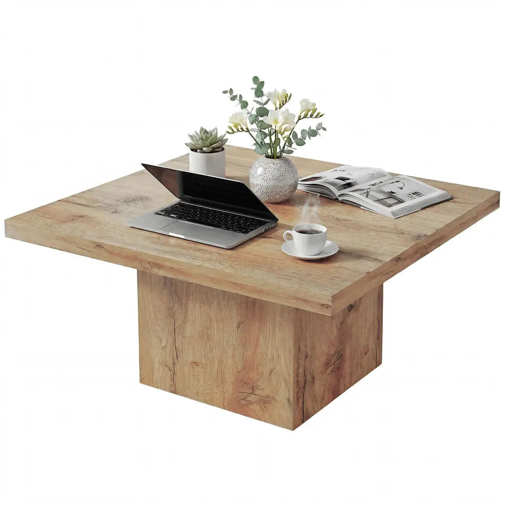 Modern Square Coffee Table — 31.5" Rustic Wood Grain