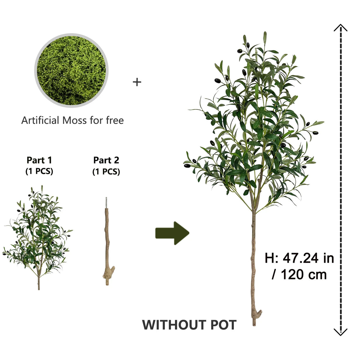 120-180cm Artificial Olive Tree Plant Indoor Outdoor Ornament Fake Plant for Home Garden Balcony Living Room Decoration — image 24