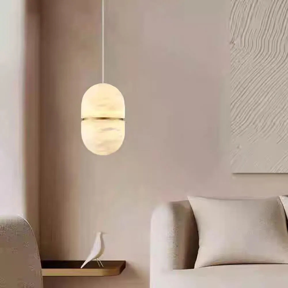 Sculptural Marble Chandelier - Brass & Alabaster