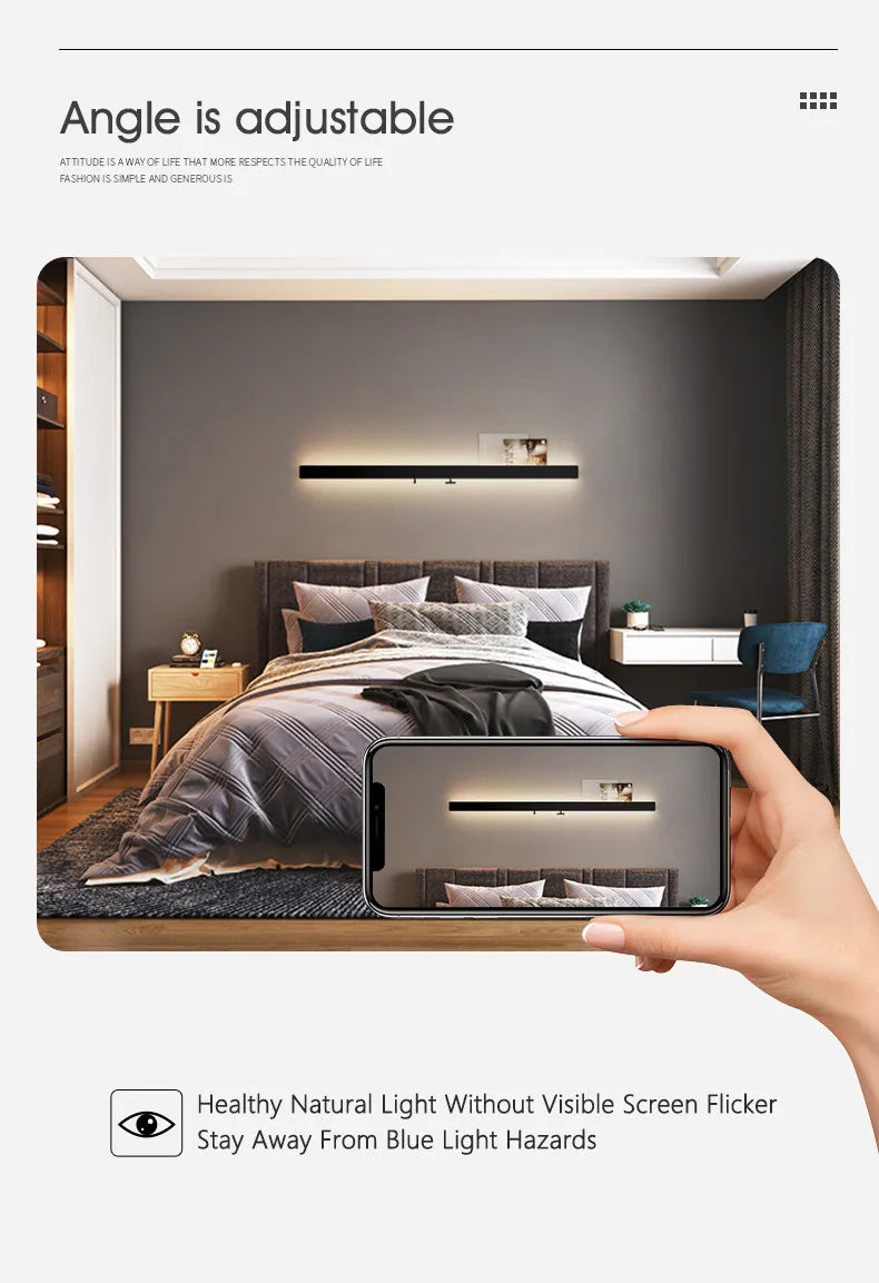 Minimalist Rectangular Bedroom Bedside Storage Light TV Background Wall Ambient Light, Home Hallway Hanging Wall Light — image 9
