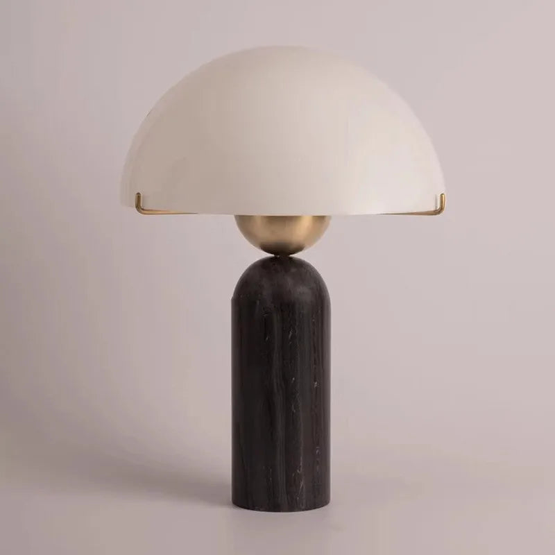 Natural Travertine Table Lamp — American-Style Glass Base