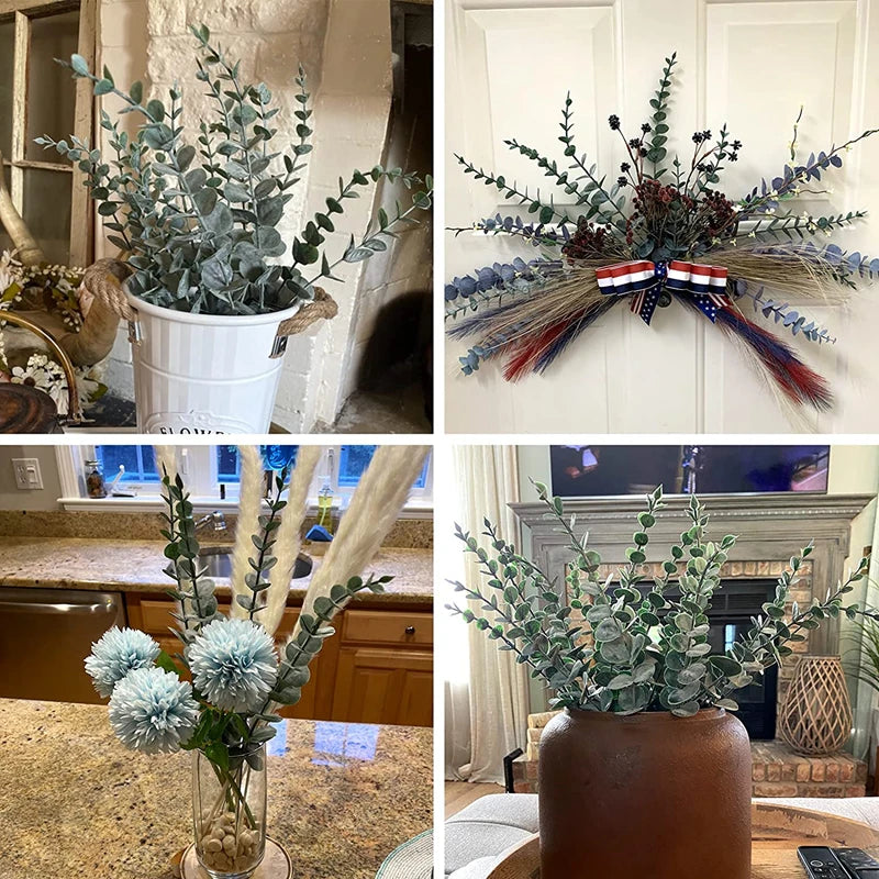 Faux Eucalyptus Leaf Stems — 10 or 20-Piece Bundle