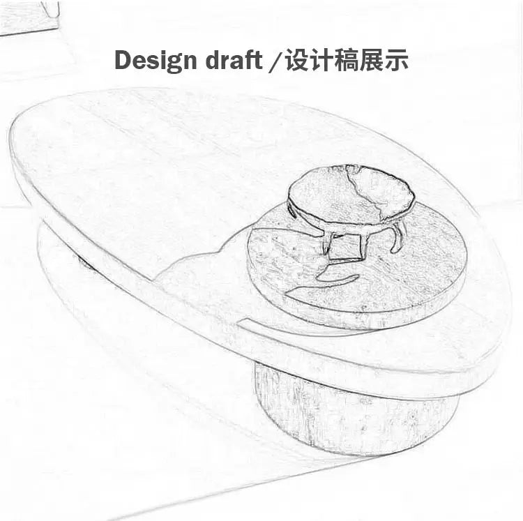 Beige marble coffee table — design detail view