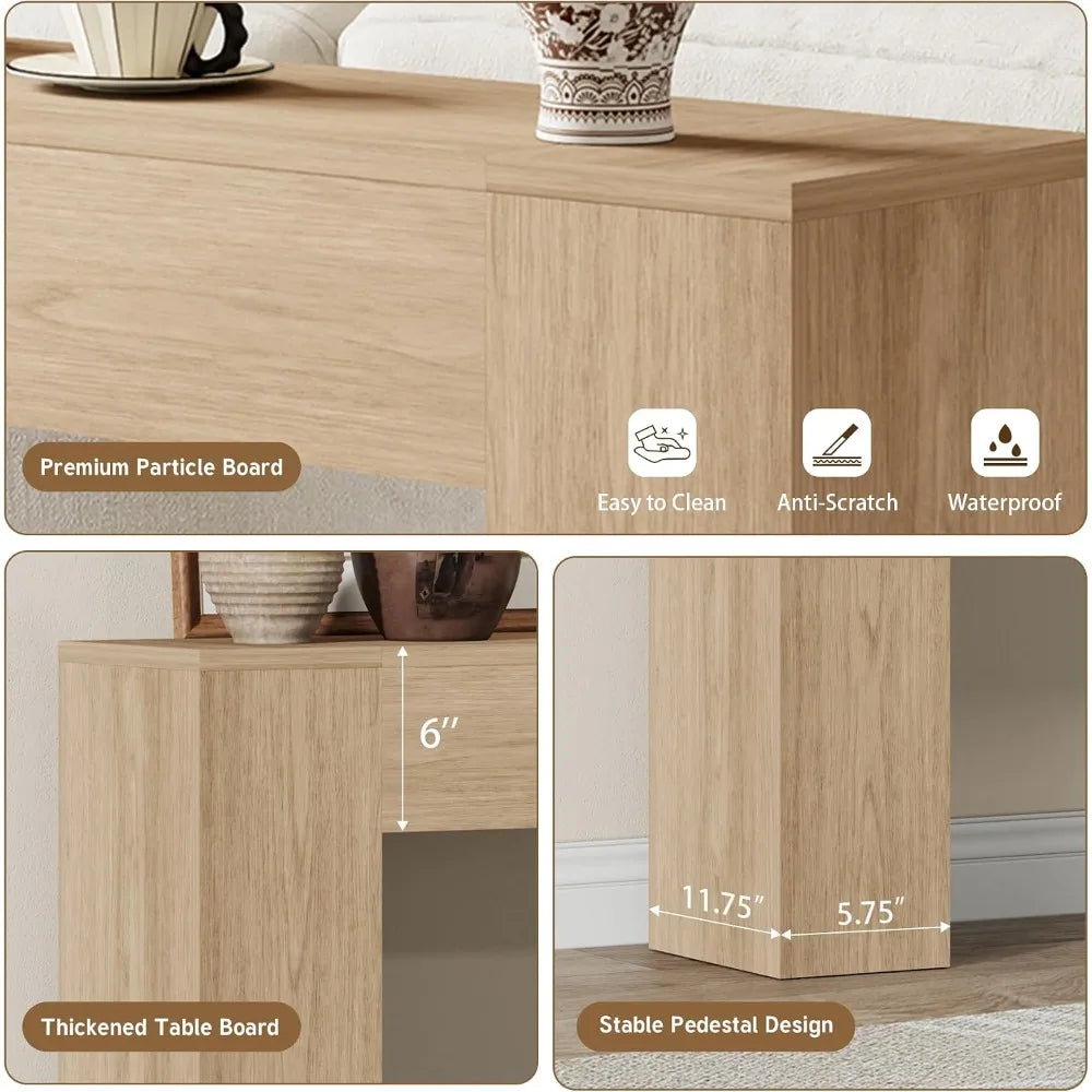 Narrow wood console table for entryway, 43 inches