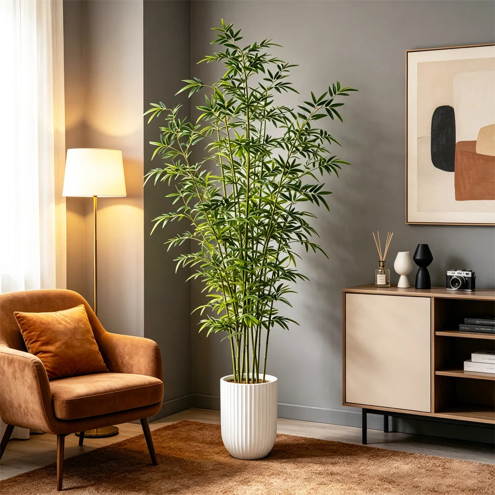 160-270cm Large Artificial Bamboo Tree Fake Palm Plant Faux Fern Bamboo Plants Plastic Bambusa Trees Leaf For Home Garden Decor — main view
