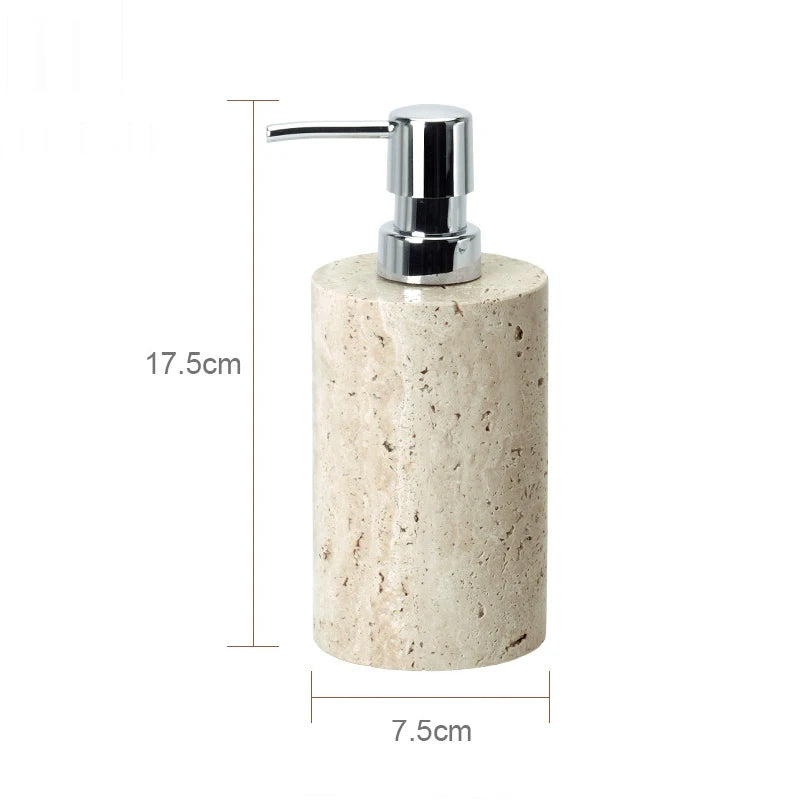 Travertine Bathroom Accessory Set — Vanity Tray & Diffuser, 9-Piece