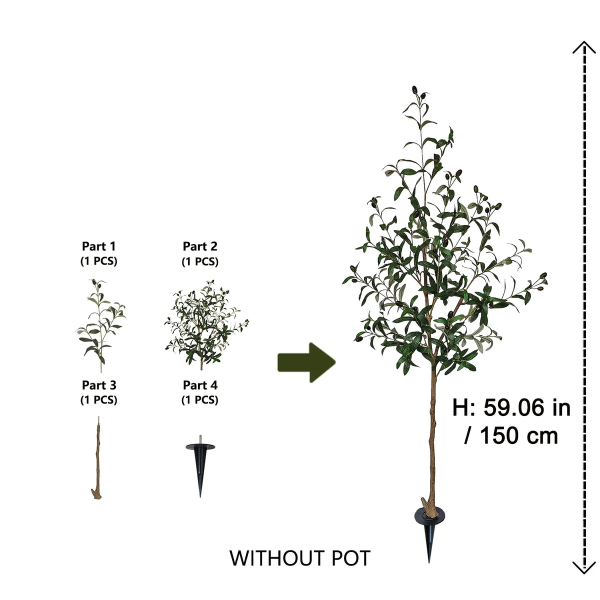 120-180cm Artificial Olive Tree Plant Indoor Outdoor Ornament Fake Plant for Home Garden Balcony Living Room Decoration — image 22