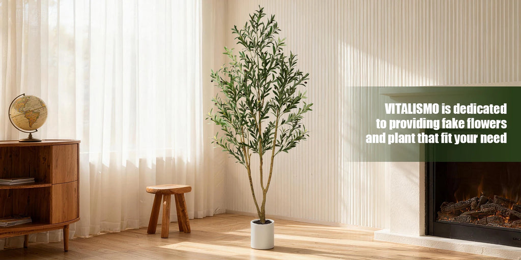 5/6/7ft Olive Trees Artificial Indoor Outdoor Faux Olive Tree with White Tall Planter, Artificial Plants with Natural Wood Trunk and Lifelike Fruits for Home Office Decor — image 9