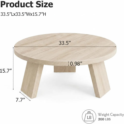 33.5" Round Coffee Table — Light Oak