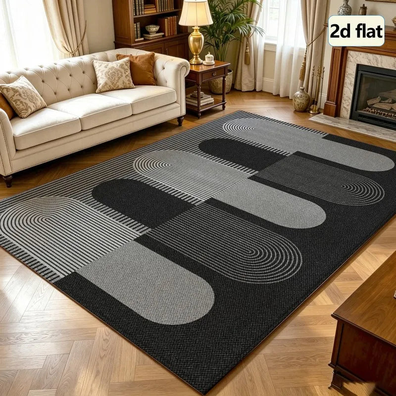 Mid-Century Geometric Area Rug — Machine Washable — additional product view