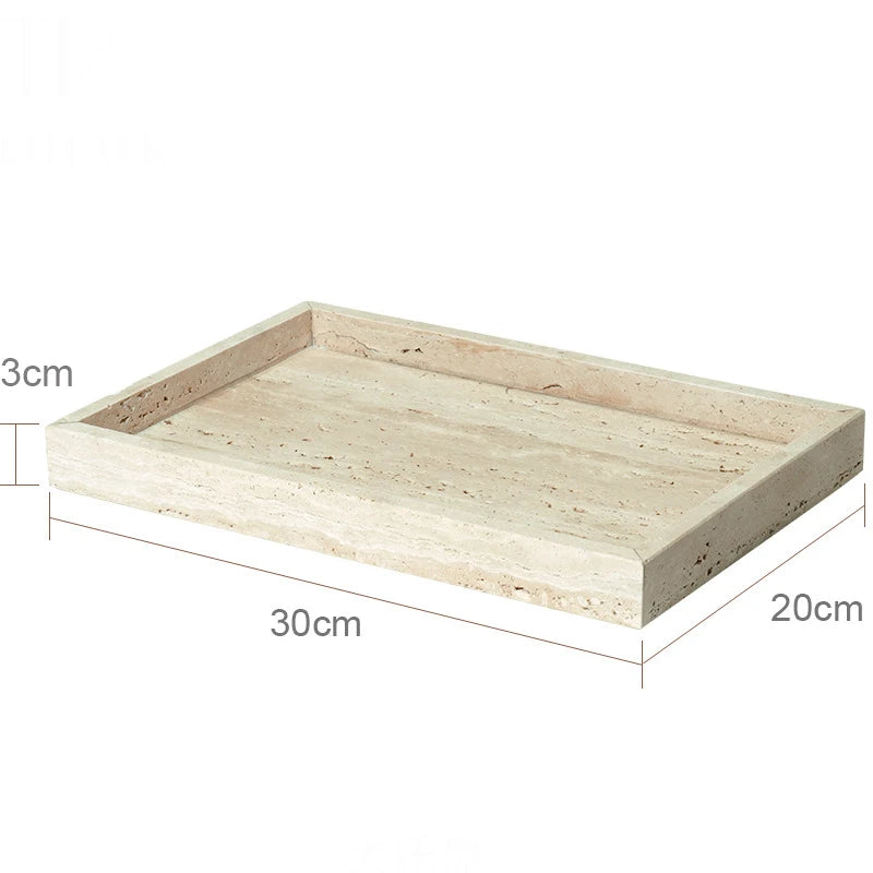 Travertine Bathroom Accessory Set — Soap, Tray & Tissue Box