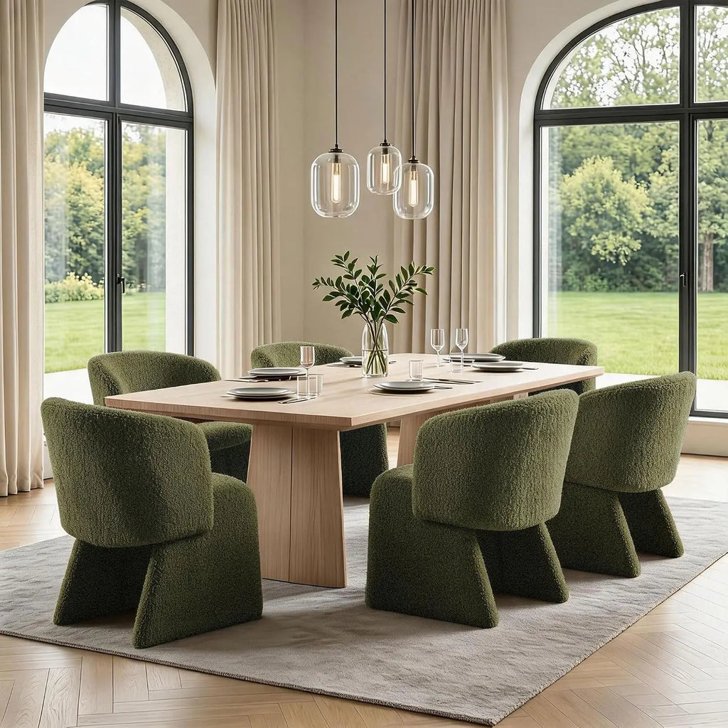 Mid-Century Upholstered Dining Arm Chairs — Set of 4