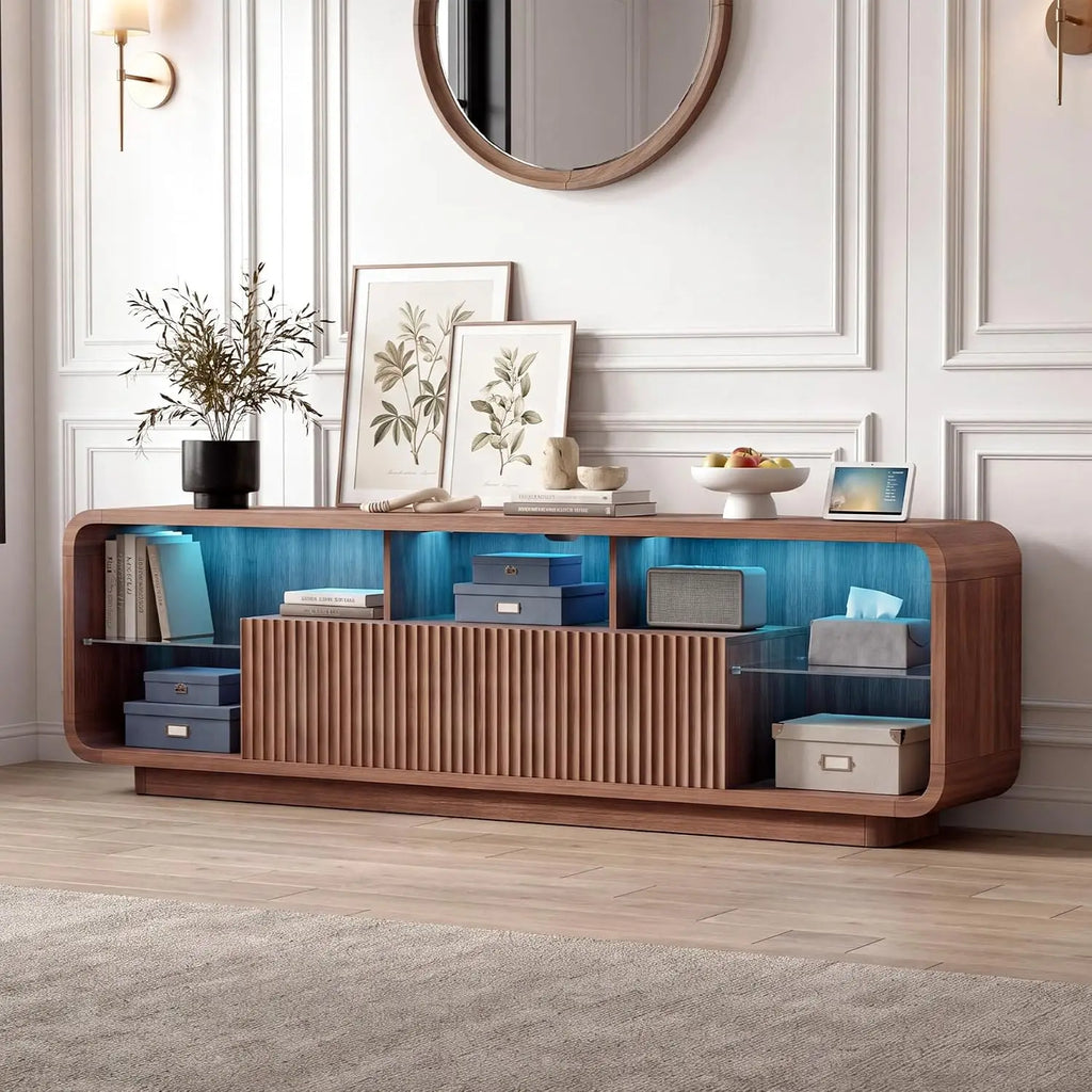 Fluted TV Stand with LED — 78.75"