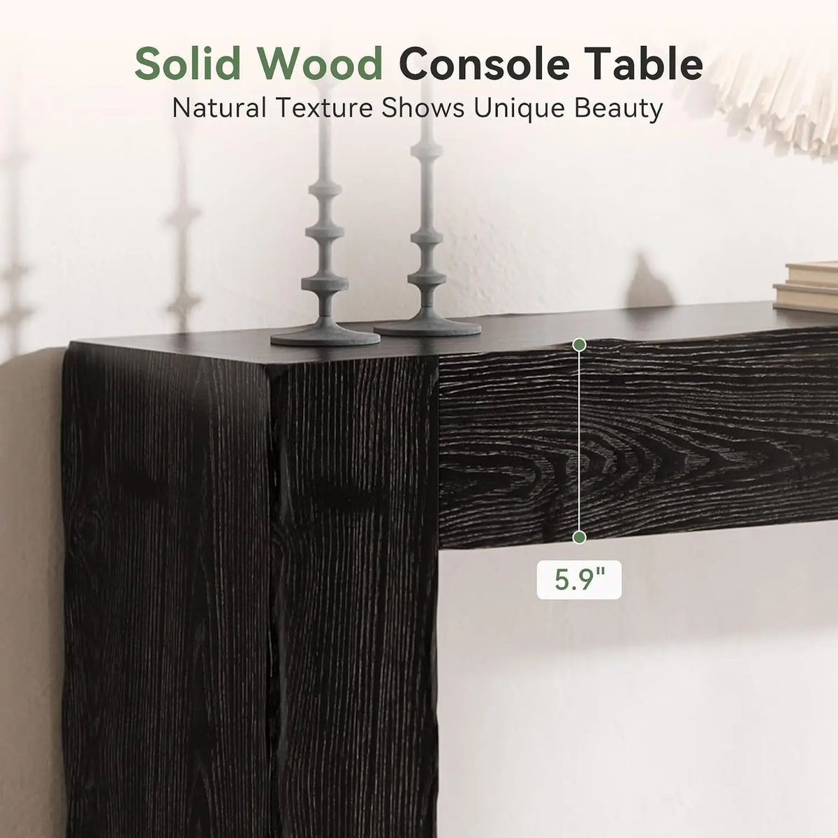 Solid wood console table in black farmhouse silhouette