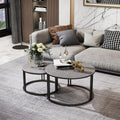 Nesting Coffee Table Set of 2 — 27.5" Round Stone-Top