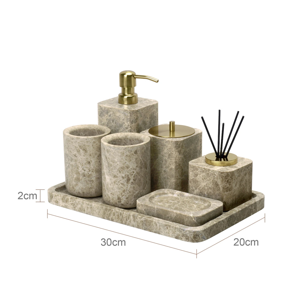 Emperador Marble Bathroom Accessory Set — 8-Piece
