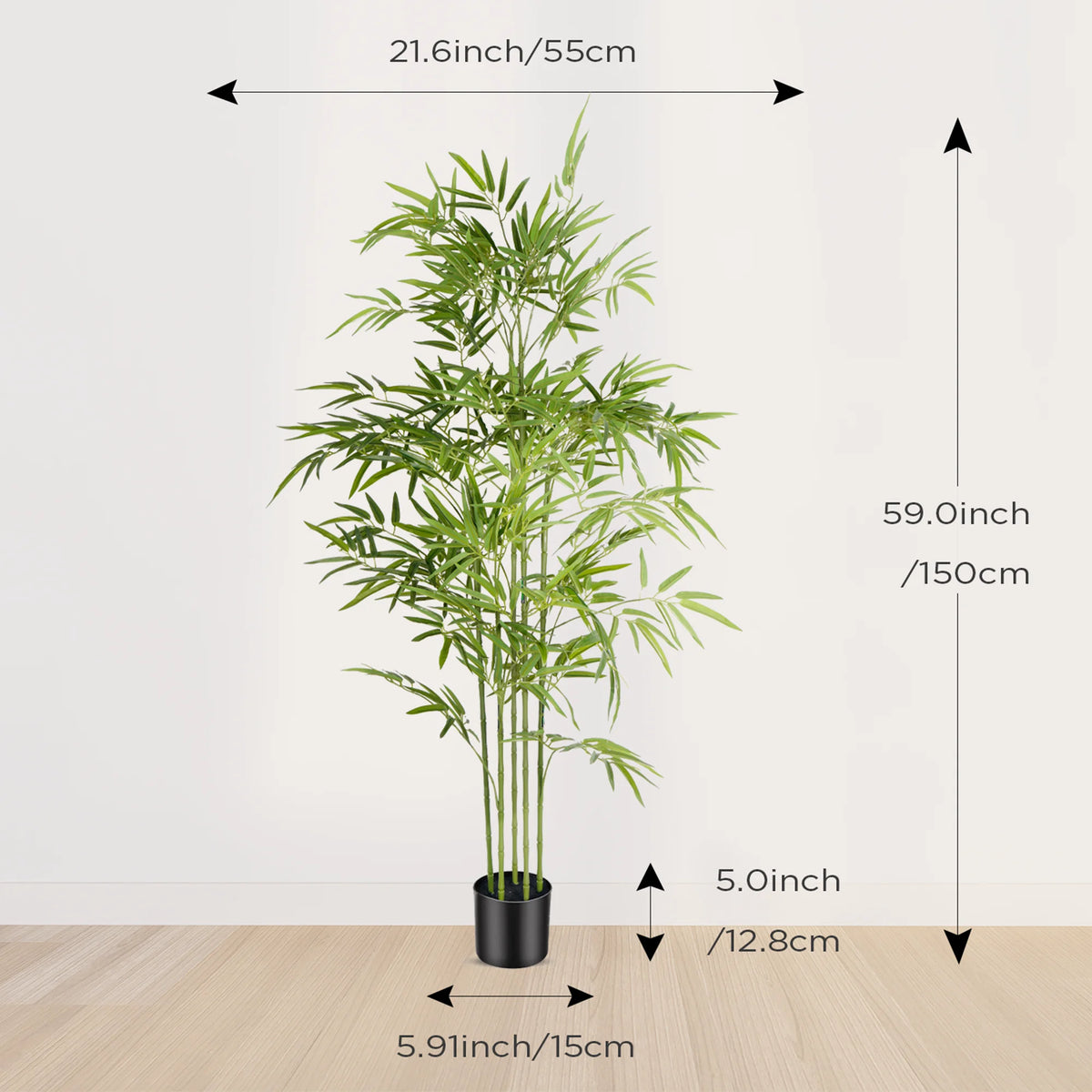 Artificial Bamboo Tree — 4–6 ft, Realistic Trunk & Leaves