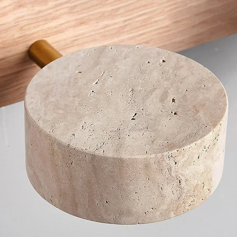 Rotatable limestone LED wall lamp with double-sided vanity mirror light