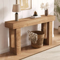 63" Farmhouse Console Table — Natural Wood Sofa Table