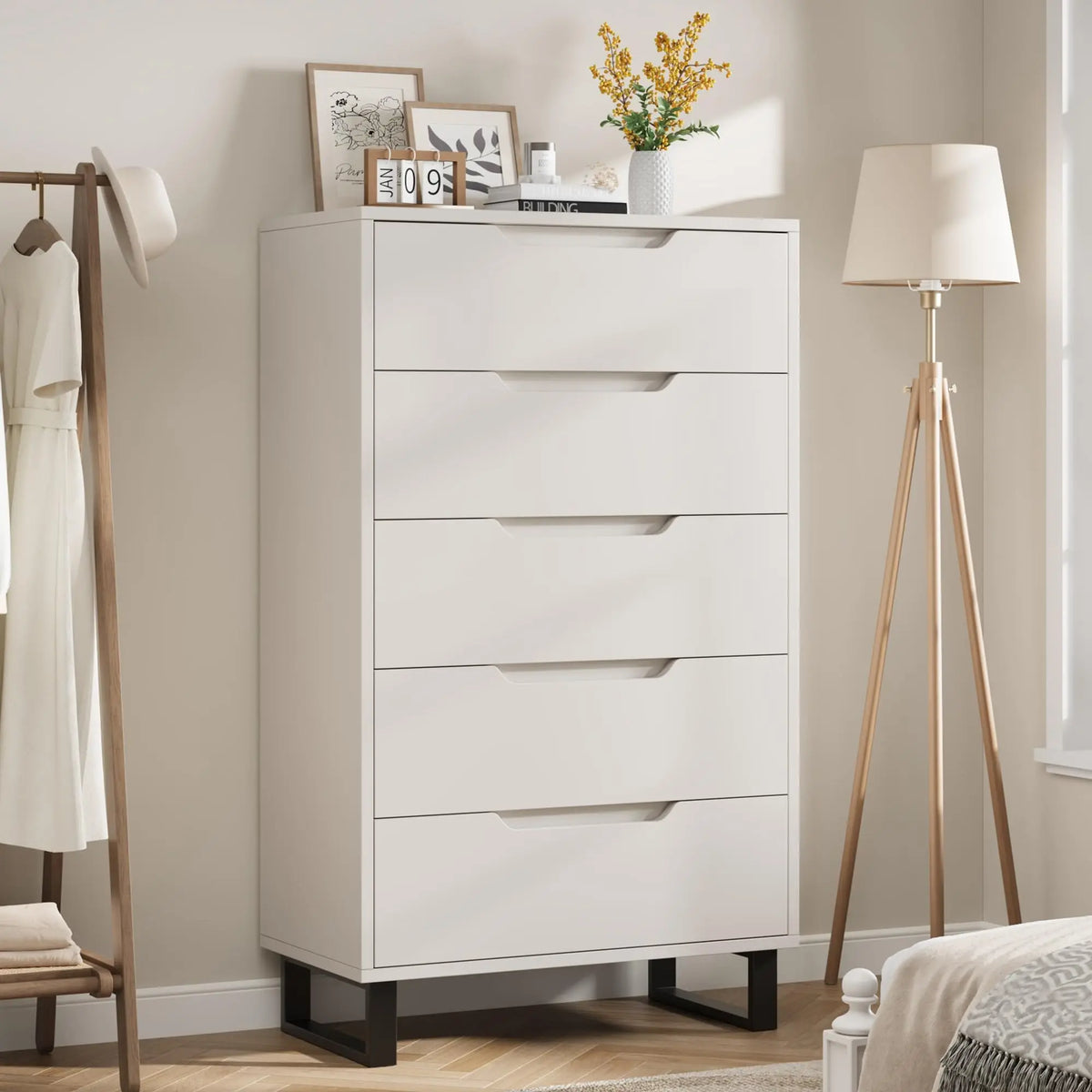 GarveeLife 5-Drawer Tall Dresser — Modern Rustic Bedroom Storage