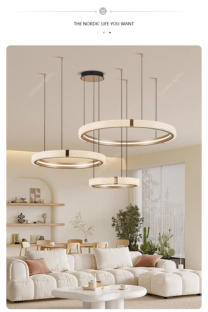 Modern Round Ring Chandelier — Aluminum & Acrylic Ceiling Light