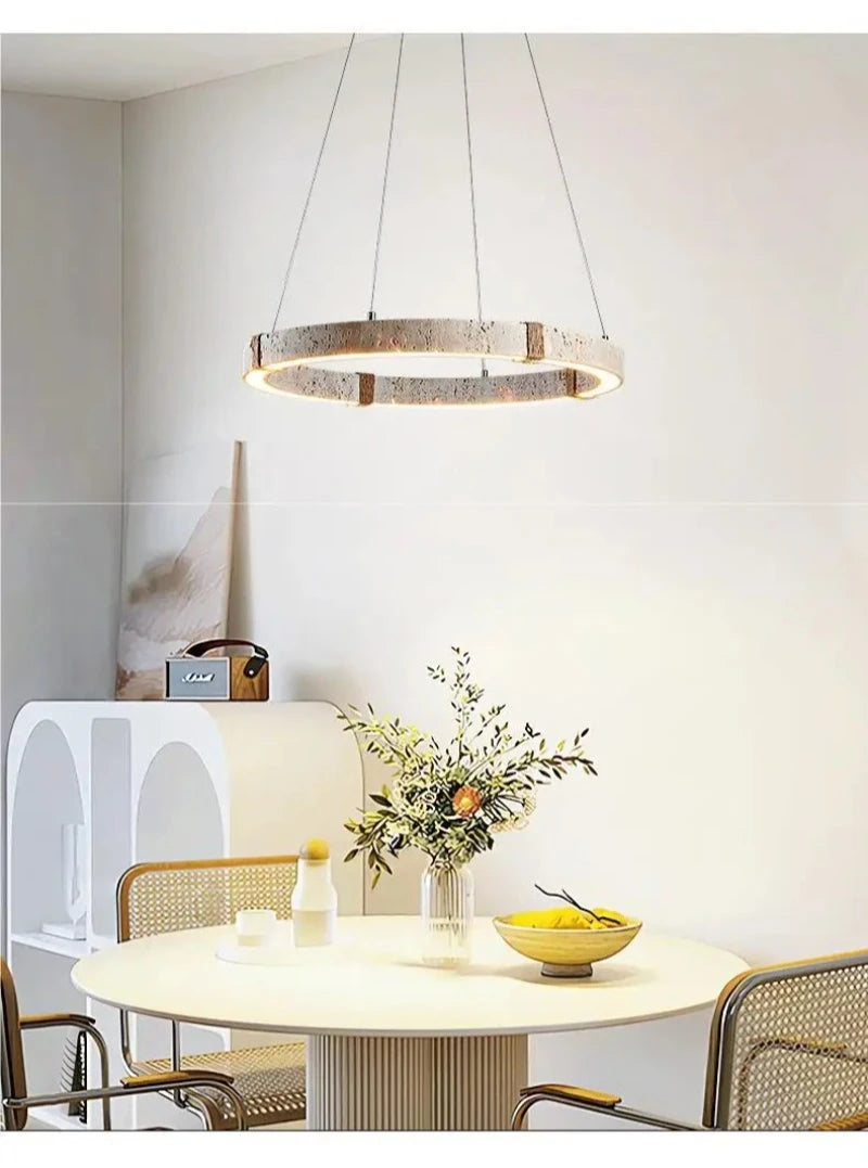 Natural stone pendant LED chandelier for dining or living room