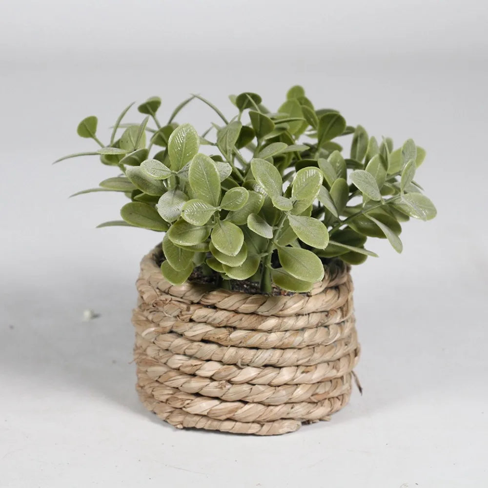 Green Artificial Potted Plant 11cm Woven Artificial Plants Plastic Leaf Eucalyptus Grass Artificial Decorations Home Decor — image 14