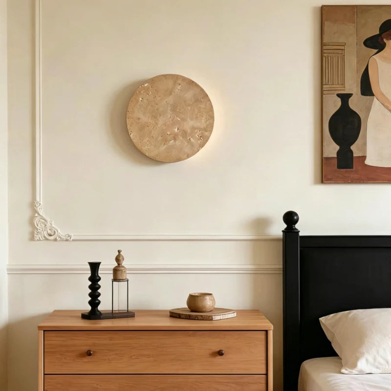 Cave stone LED wall sconce with wabi-sabi design
