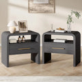 Curved Nightstand Set of 2 with Charging Station, 24"