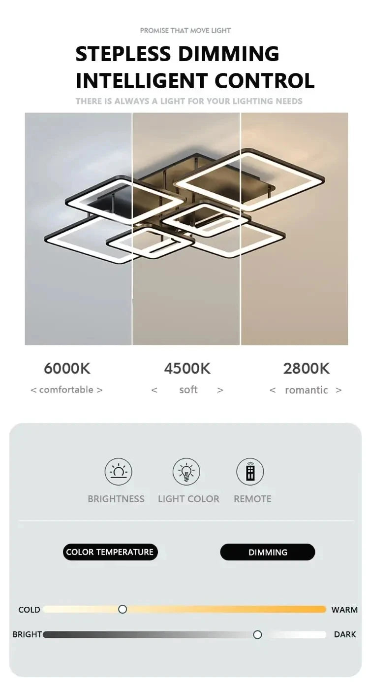 Black grid LED ceiling light — side detail view