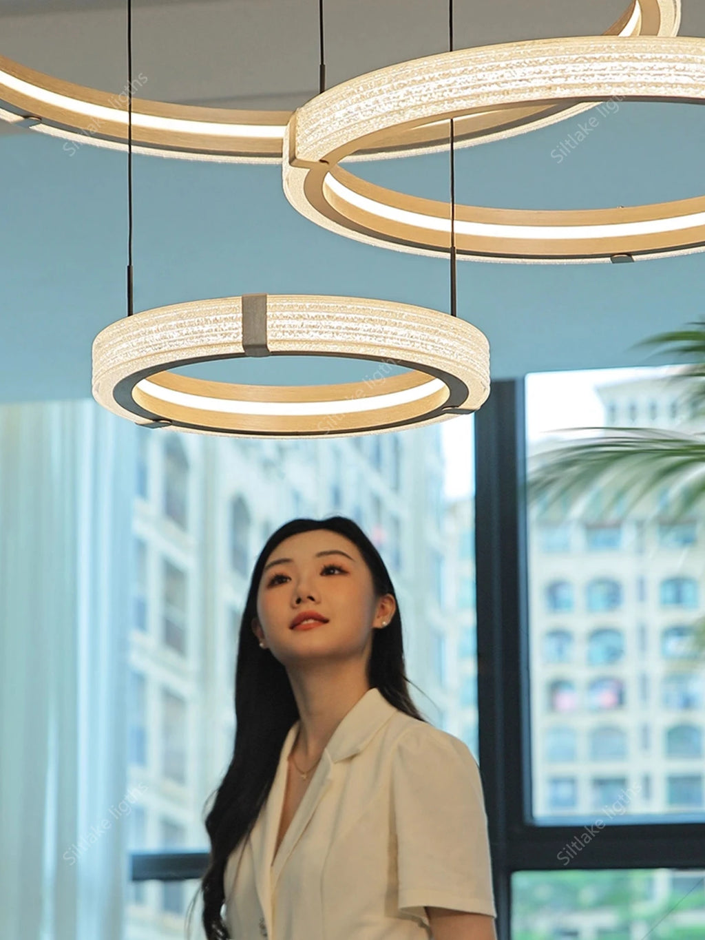 Modern Round Ring Chandelier — Aluminum & Acrylic Ceiling Light