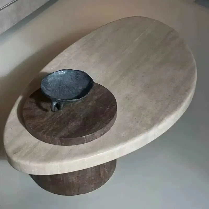 Beige marble coffee table — main product view
