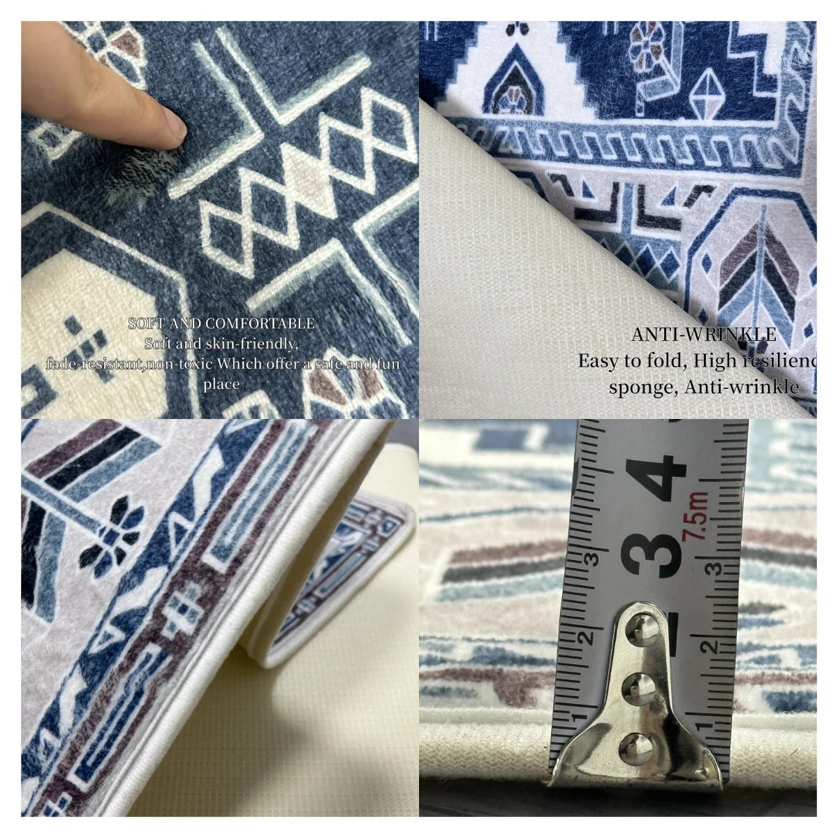 Faux Cashmere Coffee Table Mat — Anti-Slip Cream — close-up detail view