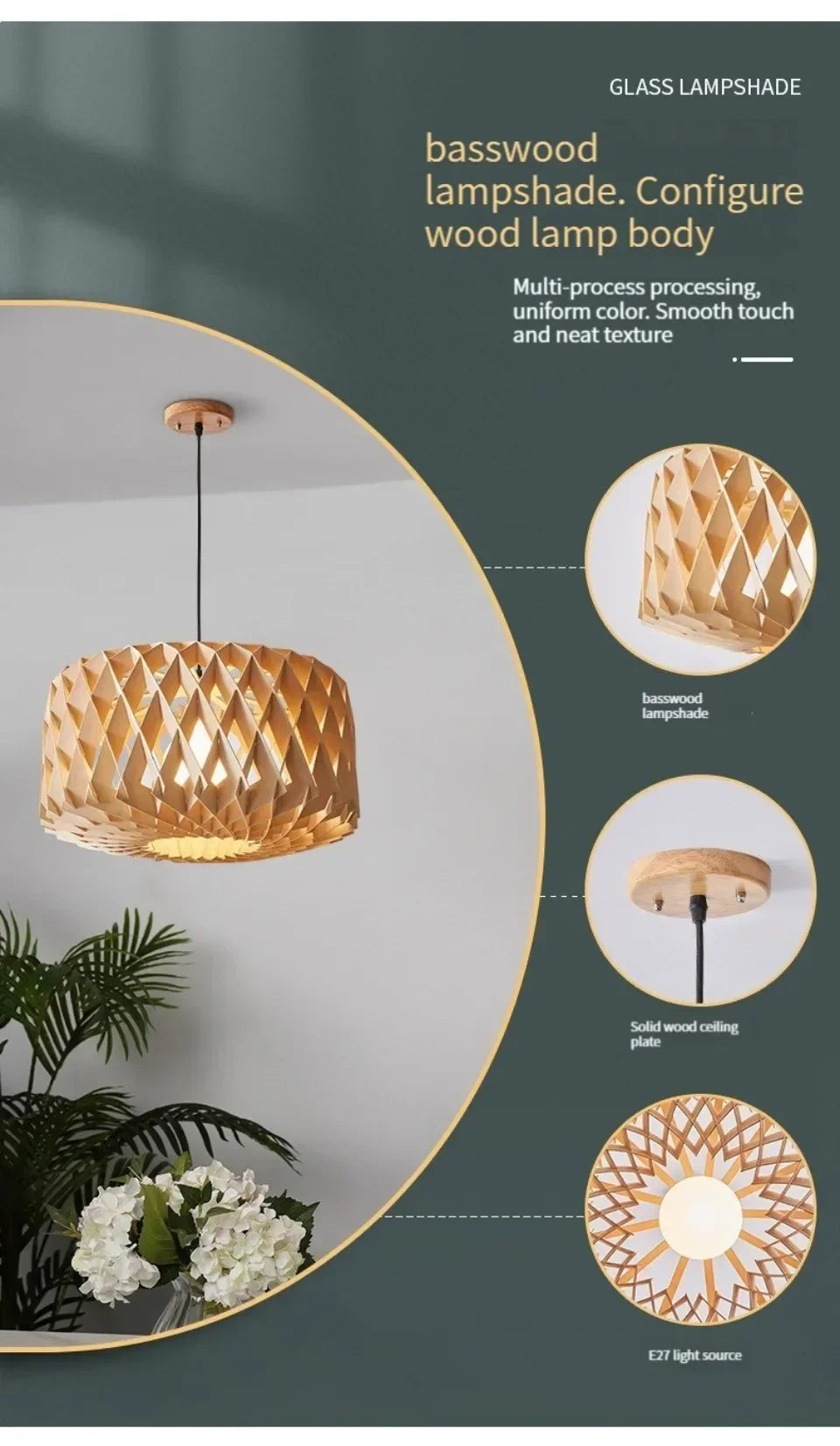 Japanese Style Wooden Birdcage Bar Pendant Light Creative Tatami Lamp Design LED Bedroom Lighting with Shadow Art — image 10
