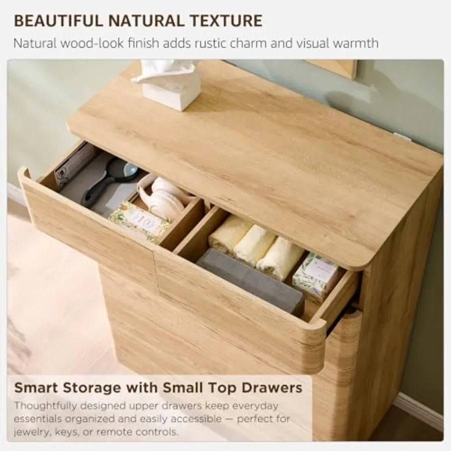 6-Drawer Dresser — 42" Tall Push-to-Open Wood Chest