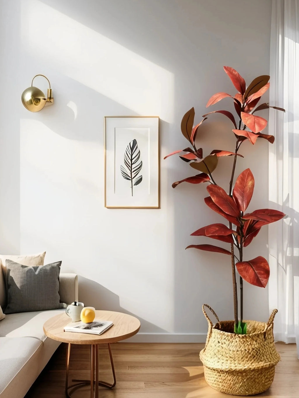 3.6Ft Artificial Magnolia Tree Fall Artificial Magnolia Branch Tropical Banyan Plants Home Garden Office Balcony Decoration — alternate view