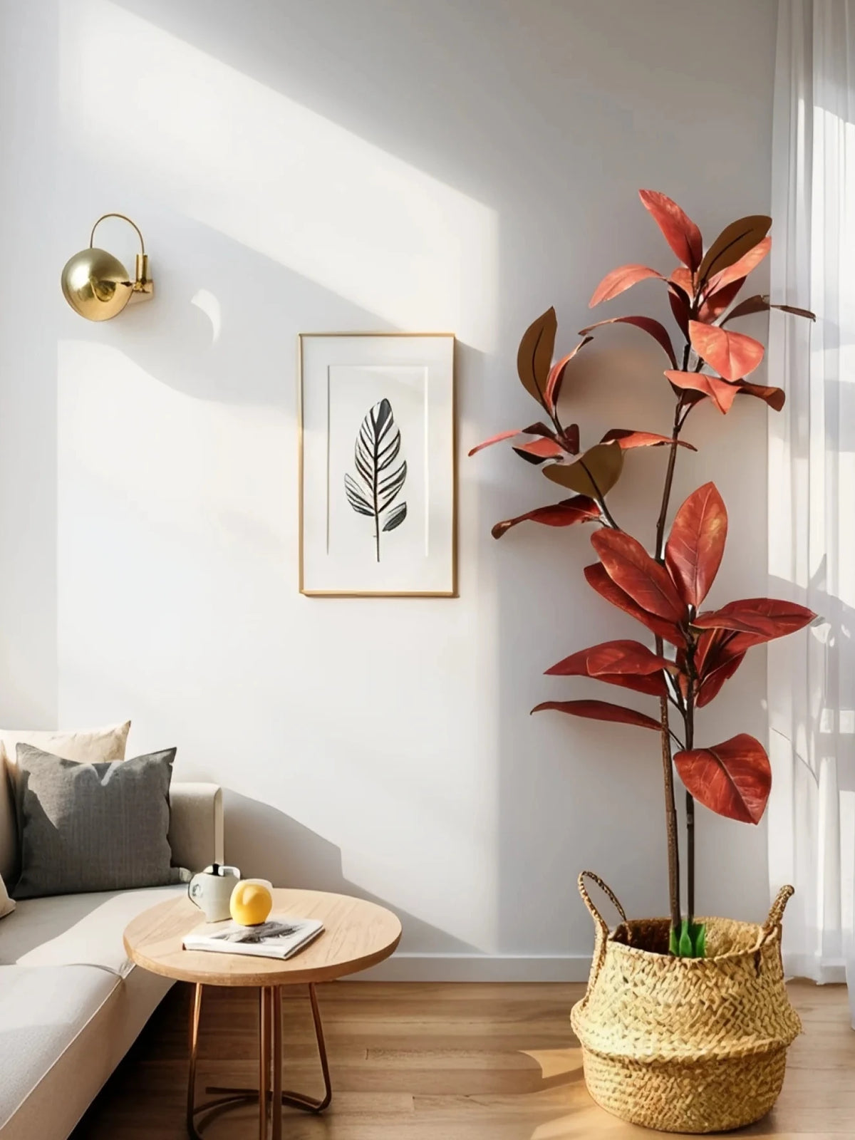 3.6Ft Artificial Magnolia Tree Fall Artificial Magnolia Branch Tropical Banyan Plants Home Garden Office Balcony Decoration — alternate view