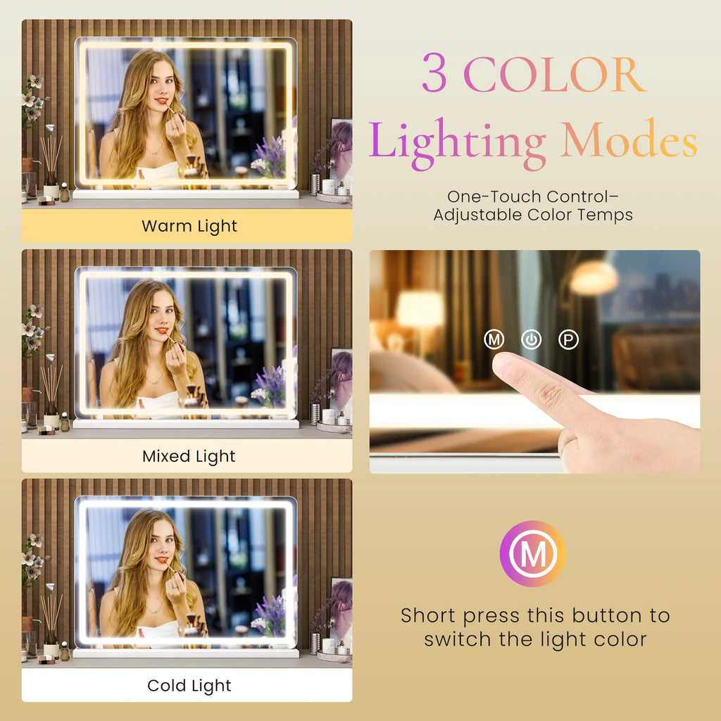 LED vanity mirror with aluminum frame — alternate product view