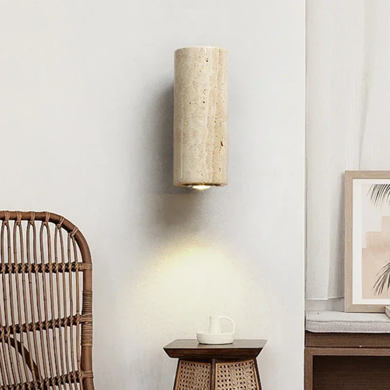 Yellow Marble Wall Sconce — Wabi-Sabi Travertine Light