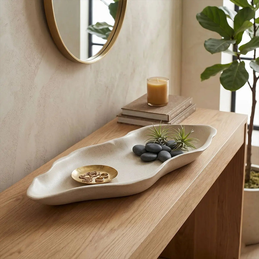 Wabi-Sabi Ceramic Storage Tray — Desktop Catchall