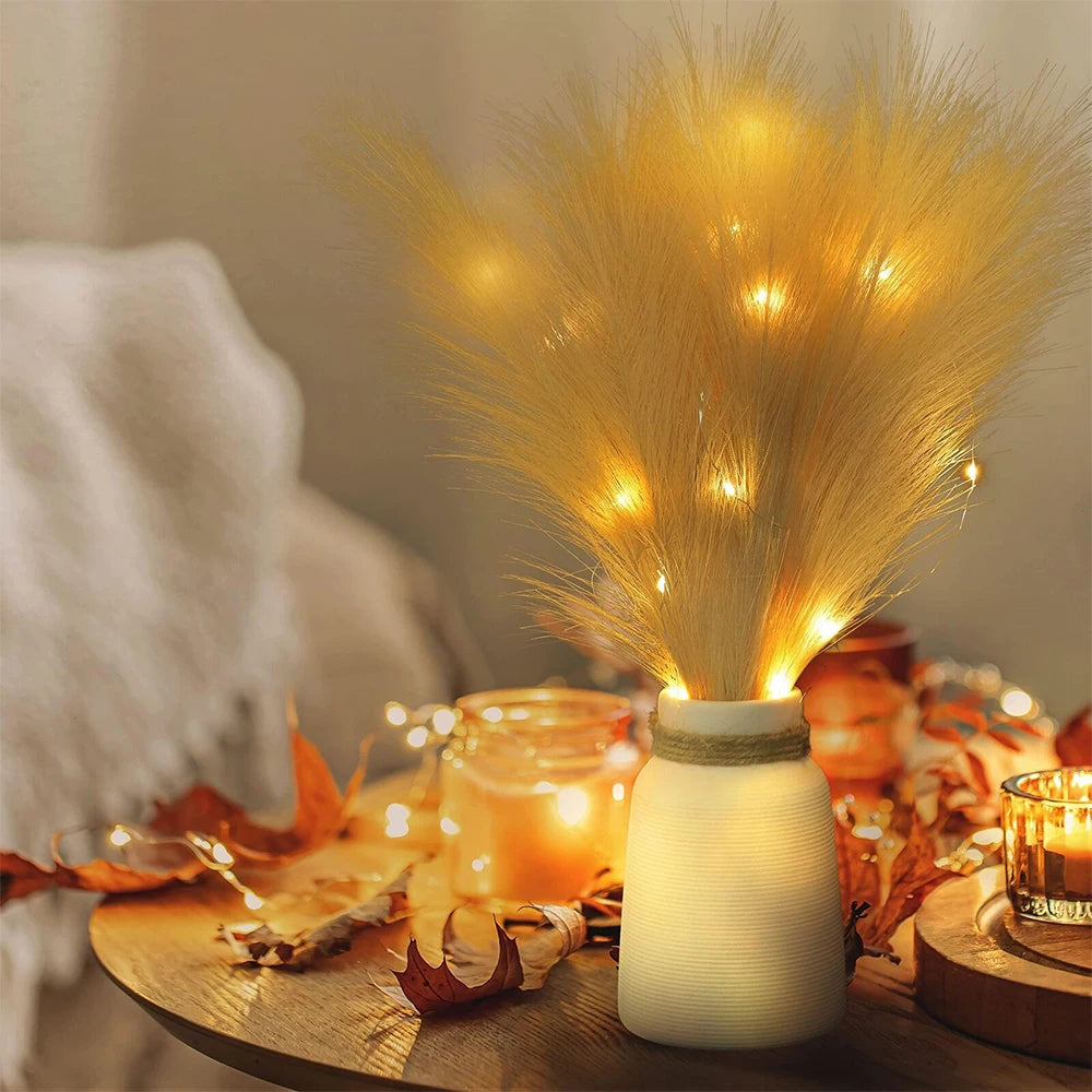 Fluffy Pampas Grass Bundle — Boho Faux Reed Decor, 16.5in