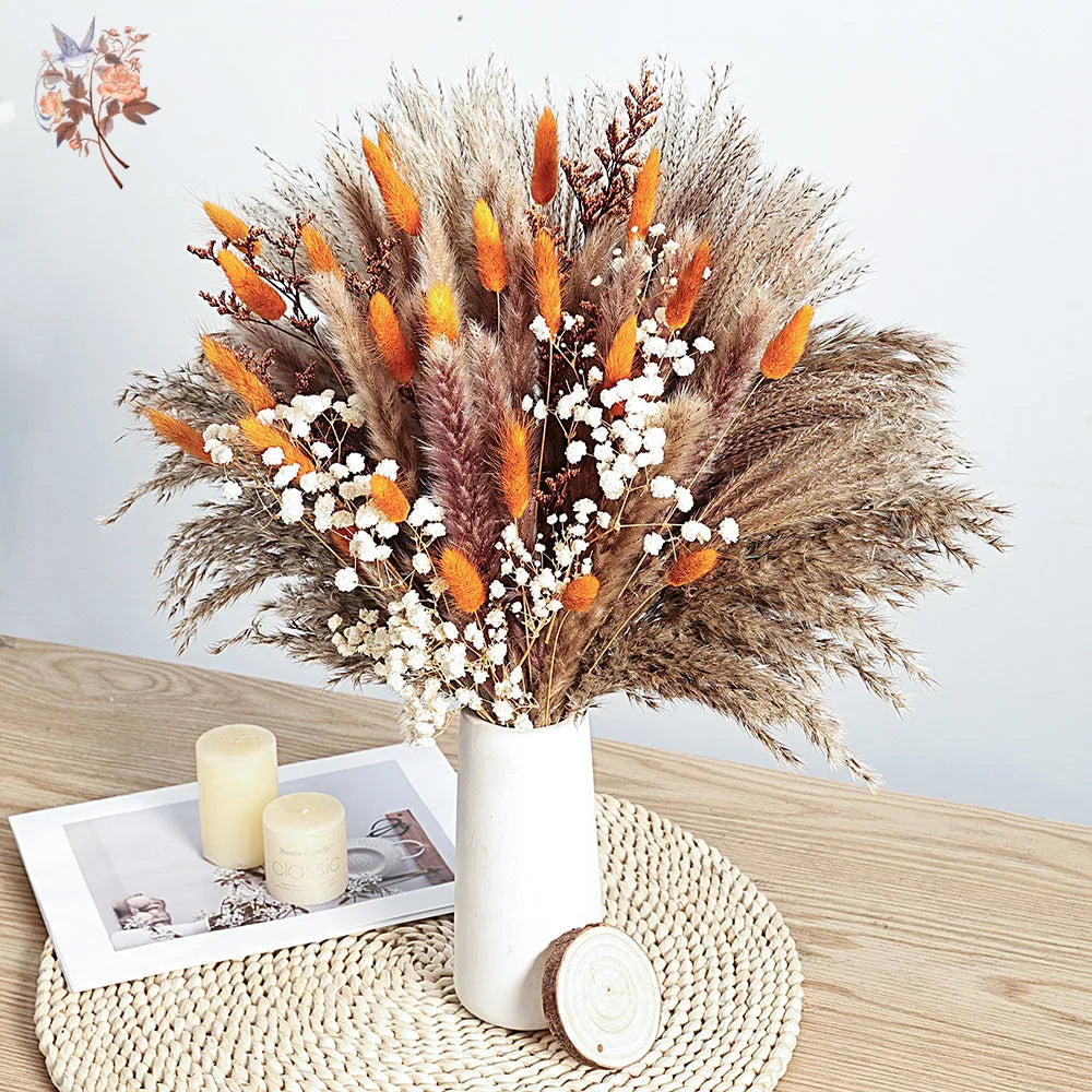 Autumn Pampas & Bunny Tails Dried Bouquet — Boho Vase Filler