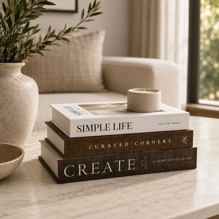 3-Piece Faux Book Set — Decorative Coffee Table Accent