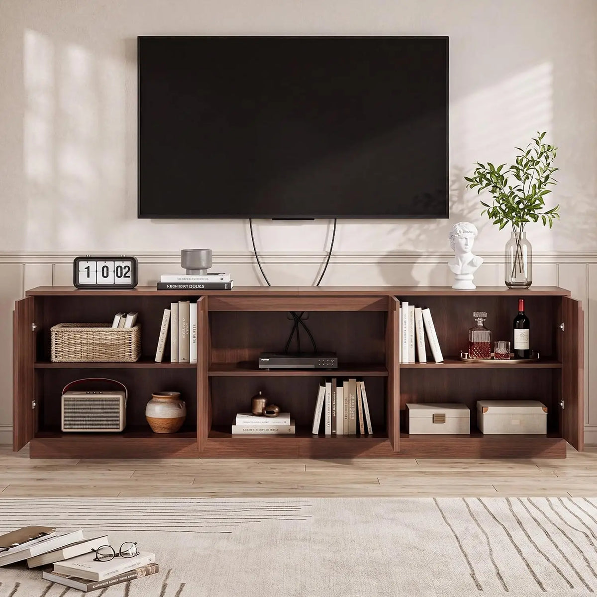 Fluted Walnut TV Stand — 94.5"