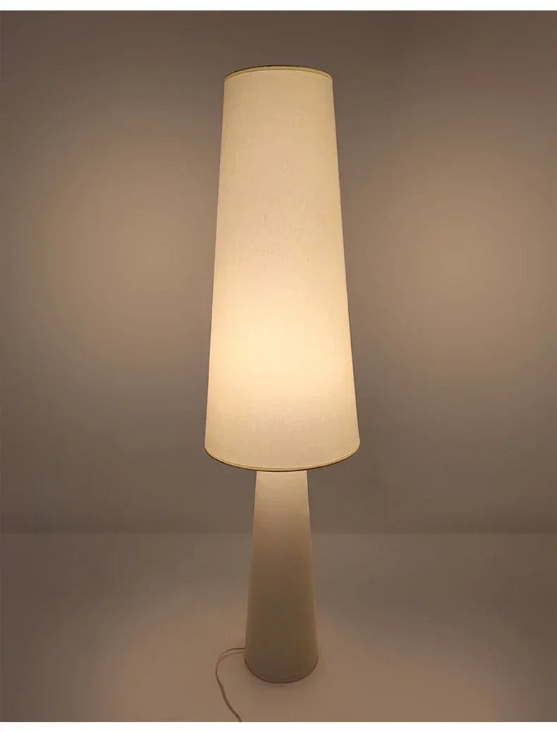 Cream fabric floor lamp — alternate angle