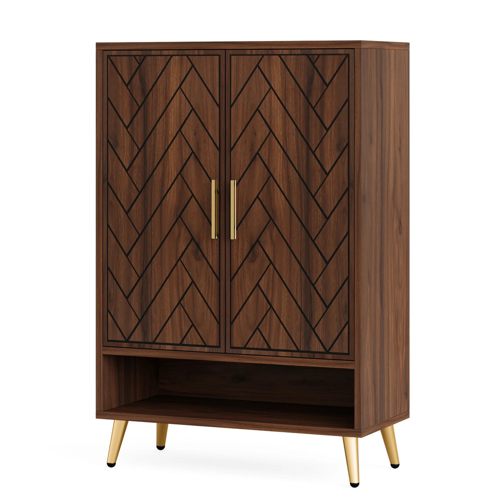 Tribesigns Walnut 6-Tier Shoe Cabinet with Doors