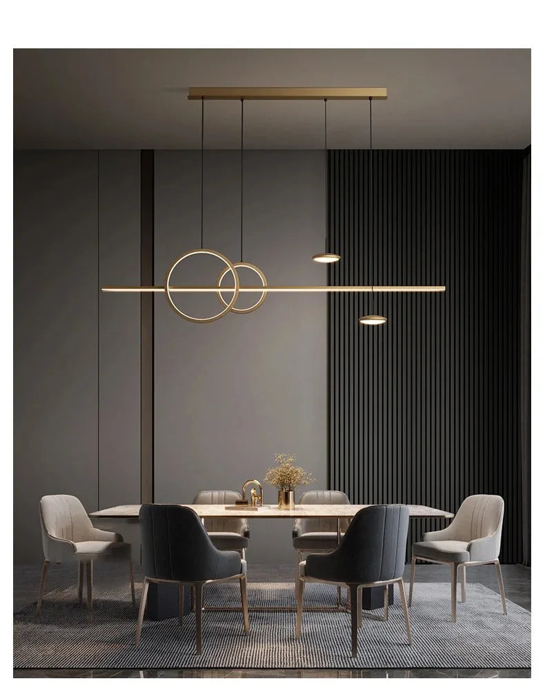 Modern Luxury Simple Gold Chandeliers Black Lighting Living Dining Room Home Decor Hanging Lamp Restaurant Island Bar Fixture — image 11