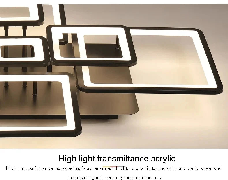 Black grid LED ceiling light — alternate angle